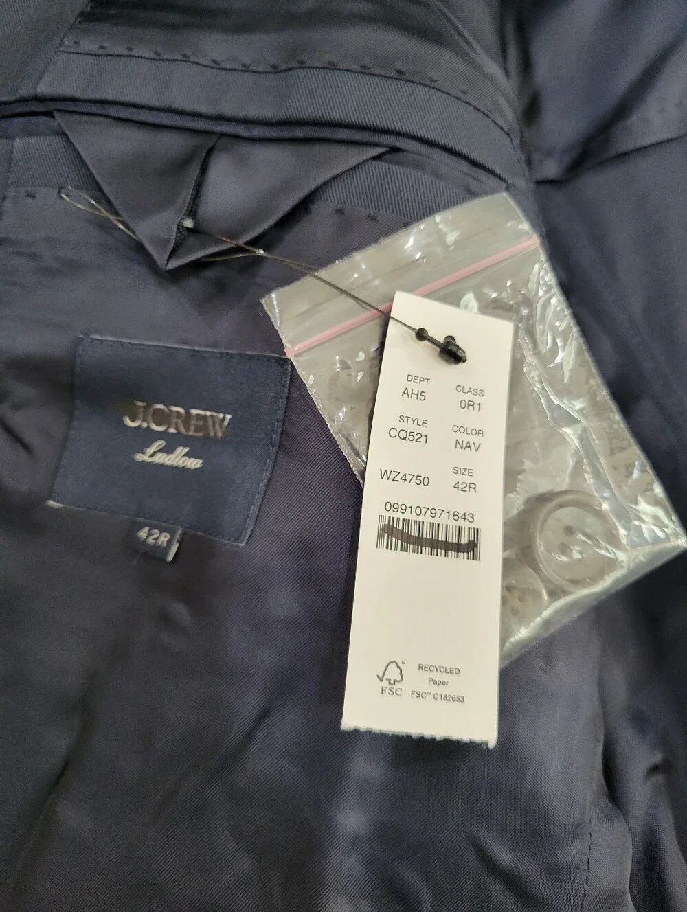 J Crew Ludlow Slim-fit suit jacket in Japanese cotton chino CQ521 Navy Size 42R